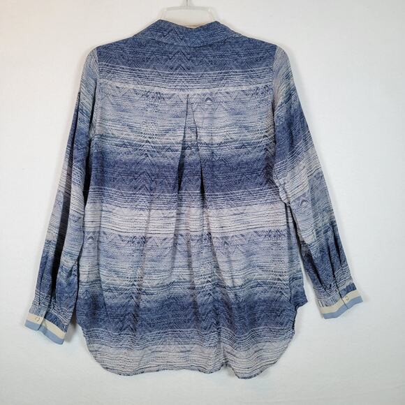 L'Agence Womens Silk Striped Snap Blouse Size 4 Blue Career Western Lightweight - Picture 12 of 13
